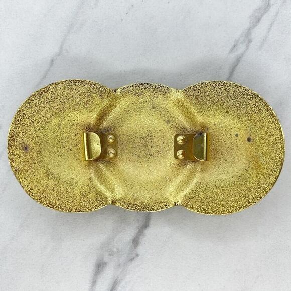 Vintage Gold Tone and Black Medallion Cinch Belt Buckle ✨ - Picture 2 of 7